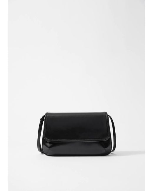 & Other Stories Black Glossed-Leather Crossbody Bag