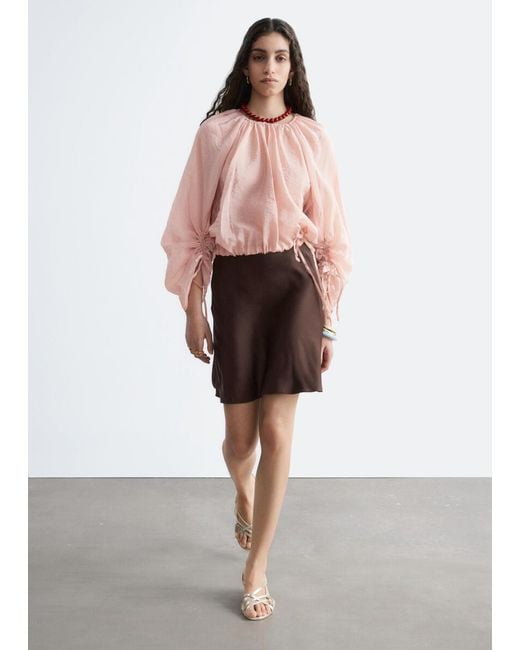 & Other Stories Pink Voluminous Tie-Detail Blouse