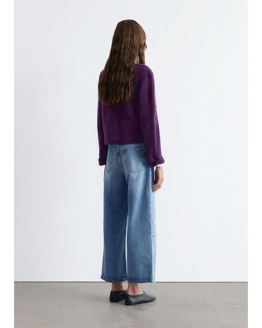 & Other Stories Purple Rib-Knit Cardigan