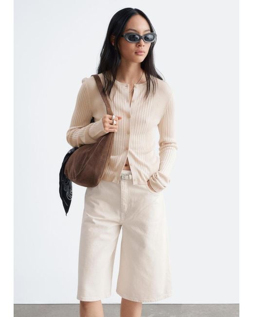 & Other Stories Natural Denim Knee-Length Shorts