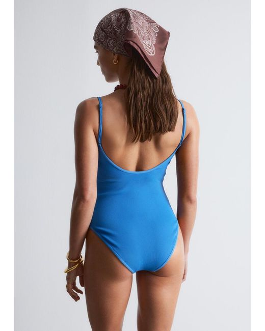 & Other Stories Blue Square-Neck Swimsuit