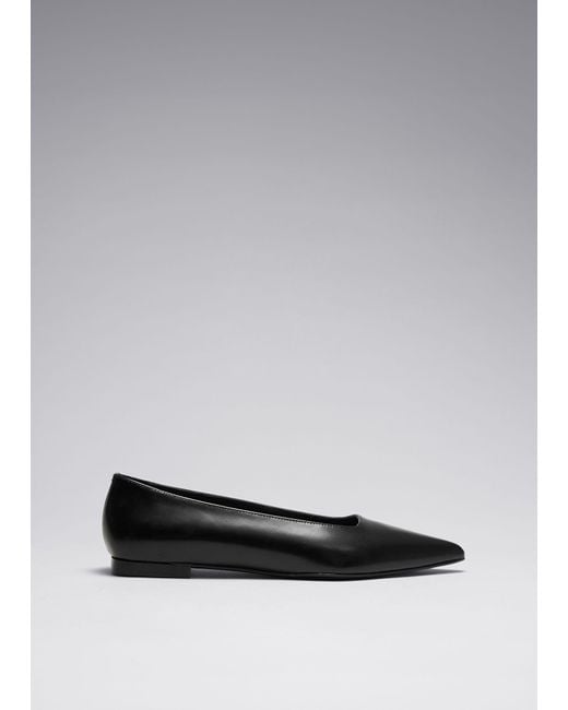 & Other Stories Gray Point-toe Ballet Flats