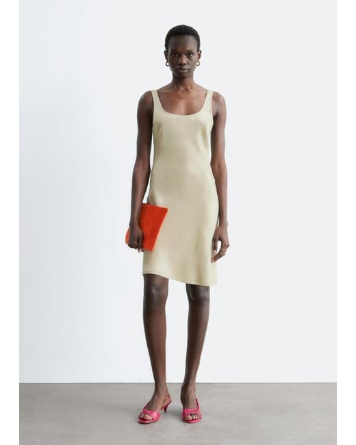 & Other Stories White Satin Slip Mini Dress