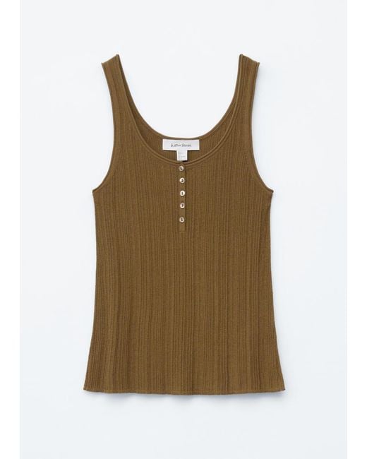 & Other Stories Brown Scoop-Neck Rib-Knit Tank Top