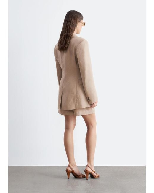 & Other Stories Natural Tapered Linen Blazer