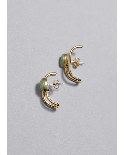 & Other Stories Gray Gemstone Cuff Earrings