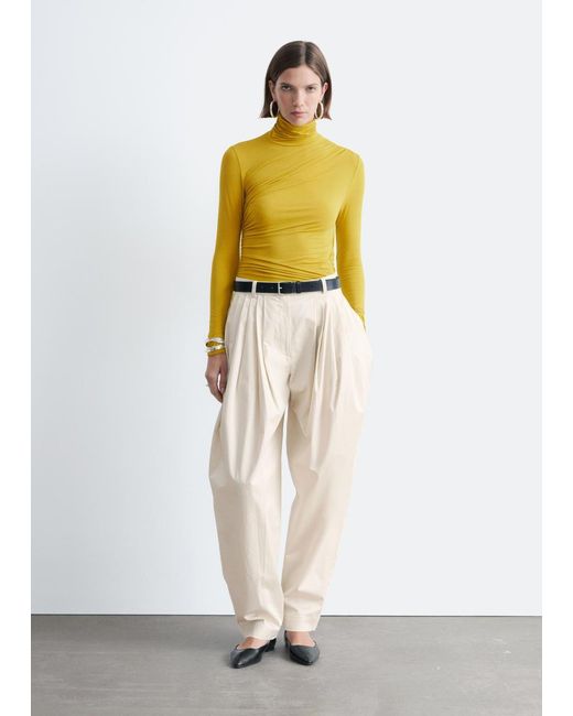 & Other Stories White Draped Turtleneck Top