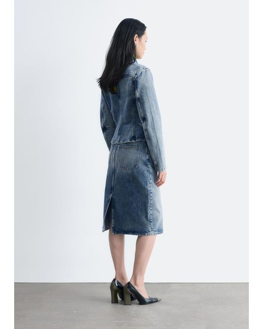 & Other Stories Blue Fitted Zip-Up Denim Jacket