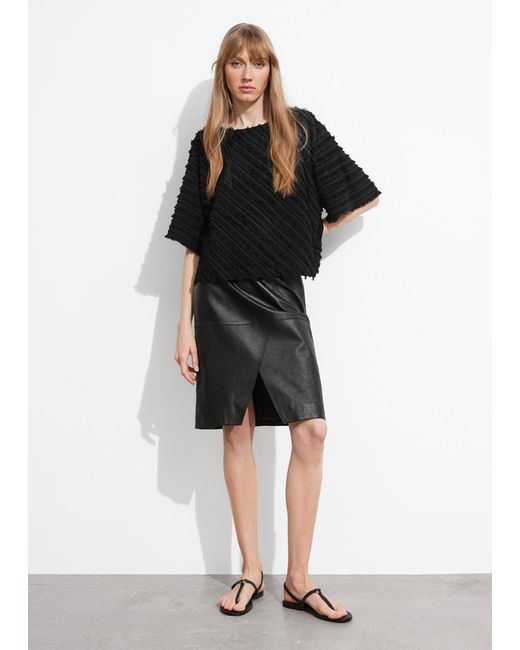 & Other Stories Black Textured Short-sleeve Top