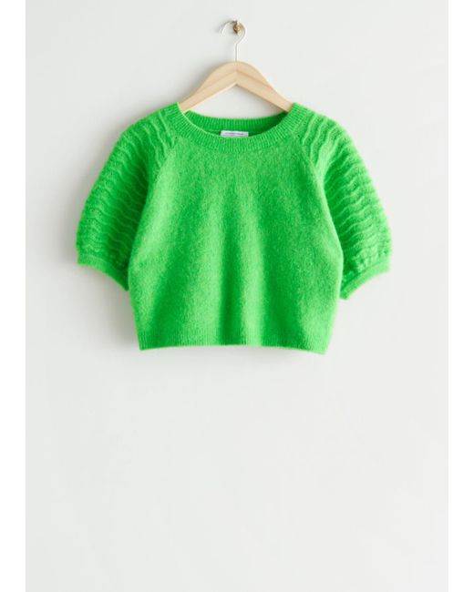 & Other Stories Green Cropped Knit Top