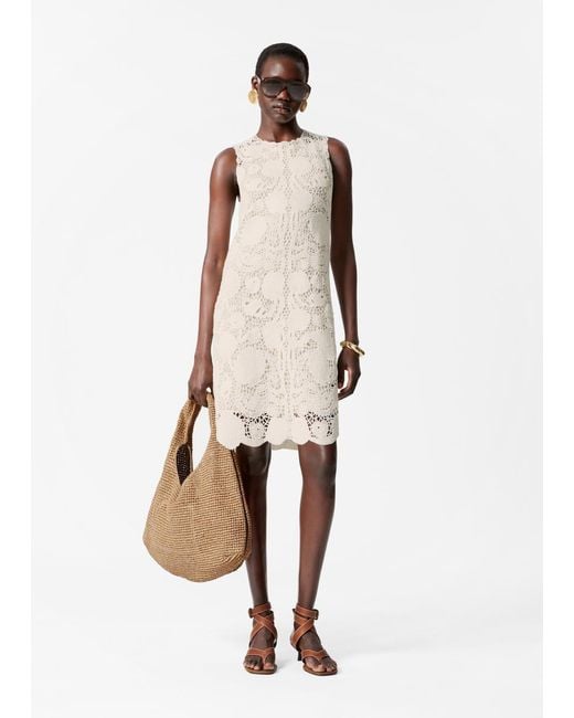 & Other Stories Natural Crochet Mini Dress