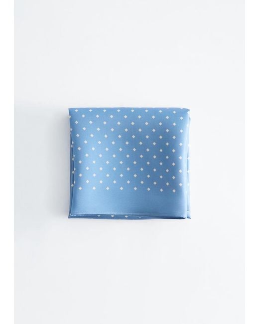 & Other Stories Blue Diamond Print Silk Scarf