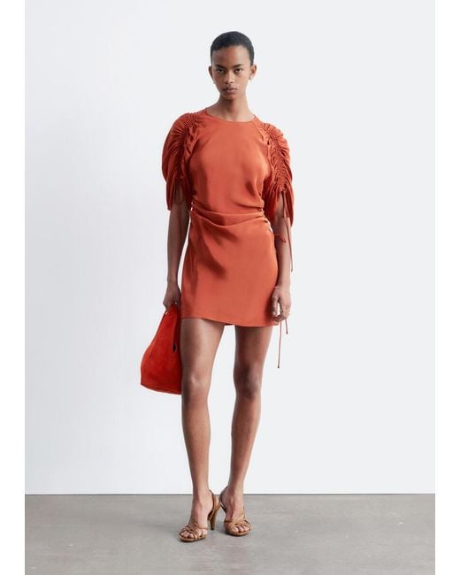 other stories ruched dress & Other Stories Sculptural Ruched Mini Dress in Red