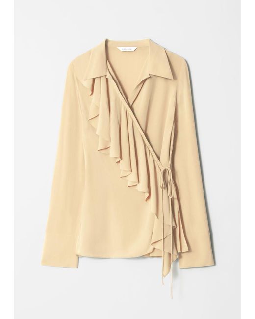 & Other Stories Natural Ruffle Wrap Blouse
