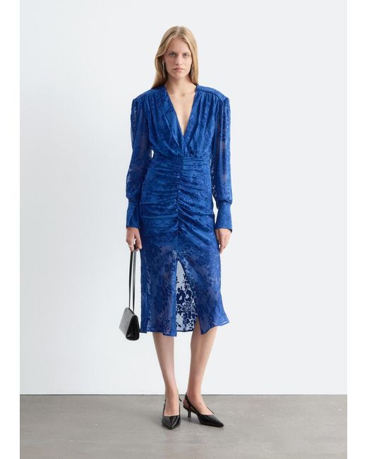 & Other Stories Silk-Blend Chiffon Dress in Blue