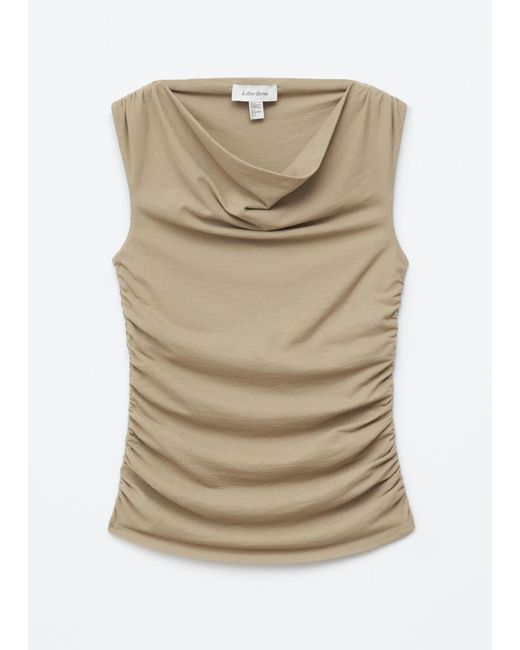 & Other Stories Natural Draped Cowl-Neck Top