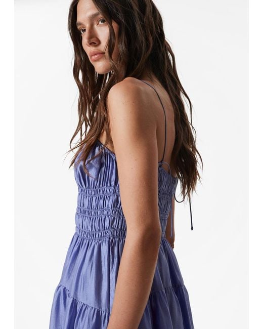 & Other Stories Blue Ruched Midi Dress