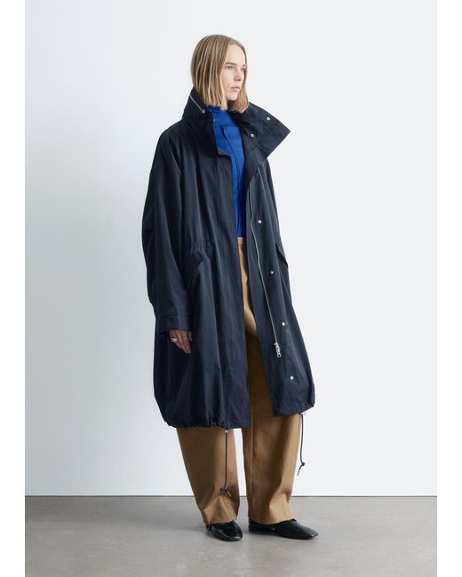& Other Stories Blue Drawstring Parka Coat