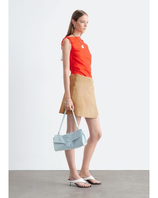 & Other Stories Red Cotton One-Shoulder Top