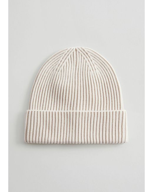 & Other Stories White Ribbed Wool Beanie