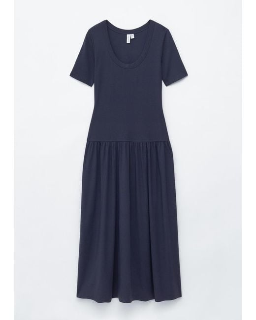 & Other Stories Blue Longline Jersey Maxi Dress