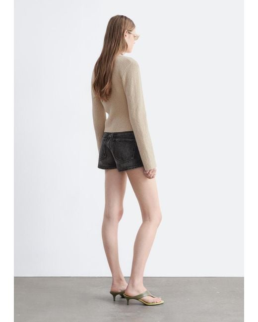 & Other Stories White Low-Waist Denim Mini Shorts
