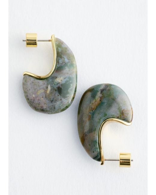 & Other Stories Black Agate Half-Hoop Earrings