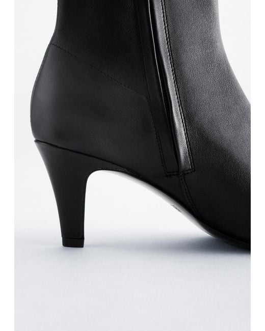 & Other Stories White Pointed Toe Leather Ankle Boots