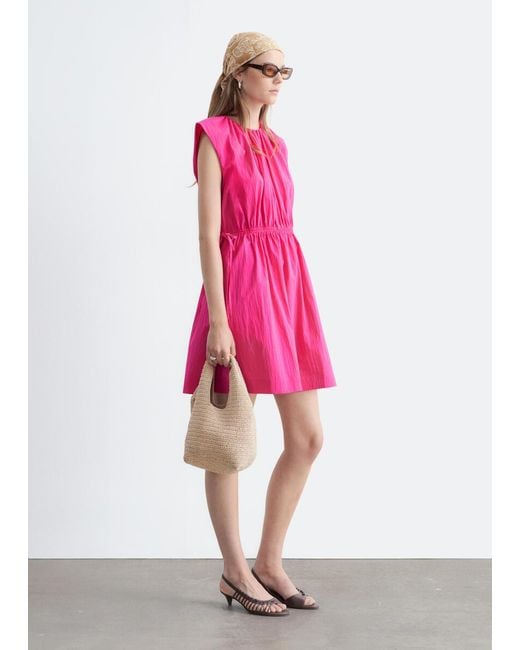 & Other Stories Pink Drawstring Waist Sleeveless Dress