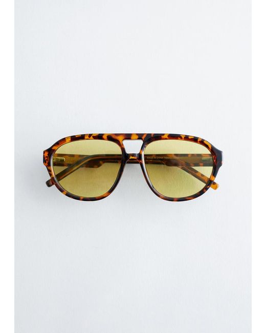 & Other Stories Brown Aviator-Frame Sunglasses