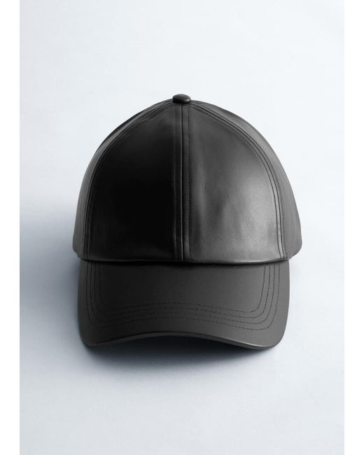 & Other Stories Black Leather Cap