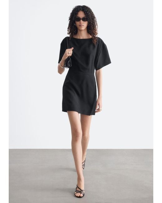 & Other Stories Black Open-Back Dress