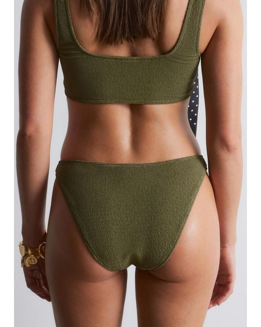 & Other Stories Green Textured Bikini Top