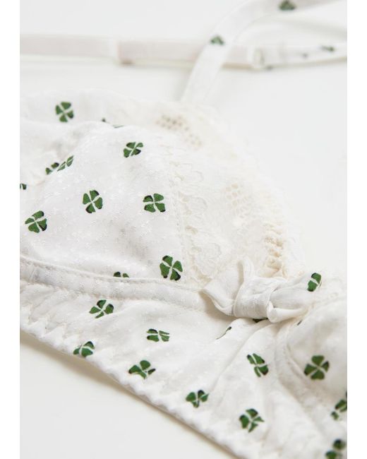 & Other Stories White Lace-Trimmed Soft Bra