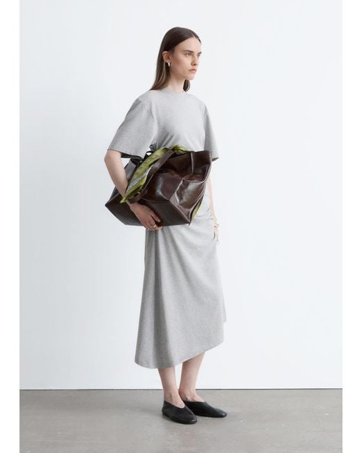 & Other Stories White Asymmetric Midi T-Shirt Dress