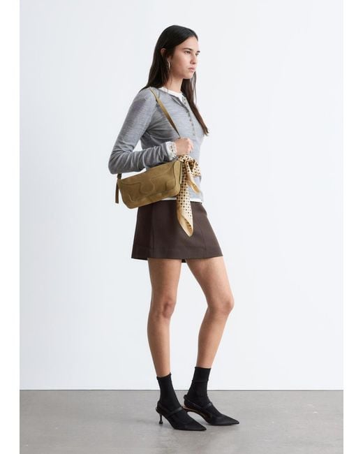 & Other Stories Brown A-Line Mini Skirt