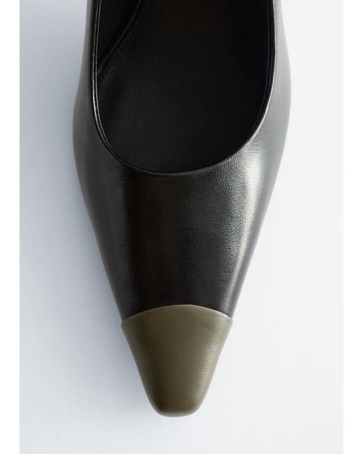& Other Stories White Colour-Blocked Leather Pumps