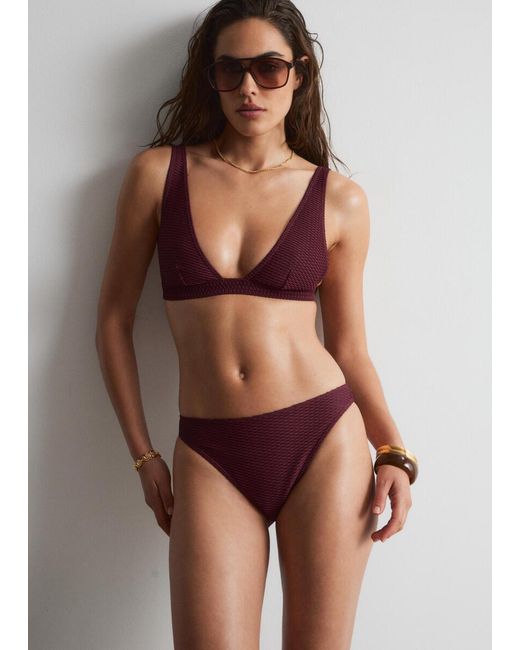 & Other Stories Purple Textured Triangle Bikini Top