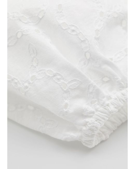 & Other Stories White Voluminous Broderie Anglaise Mini Dress