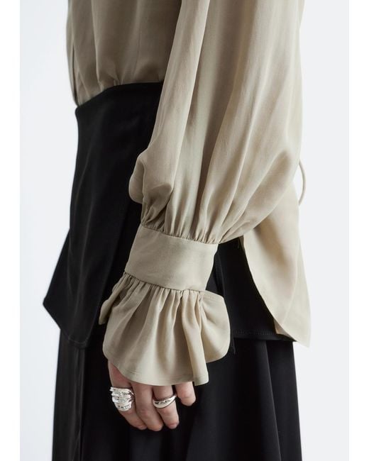 & Other Stories Natural Tie-Back Gathered Blouse