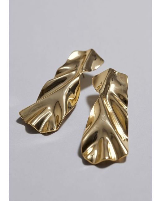 & Other Stories Metallic Sculptural Draped Earrings