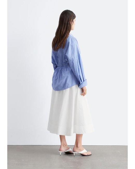 & Other Stories Blue Cotton Poplin Drawstring Shirt