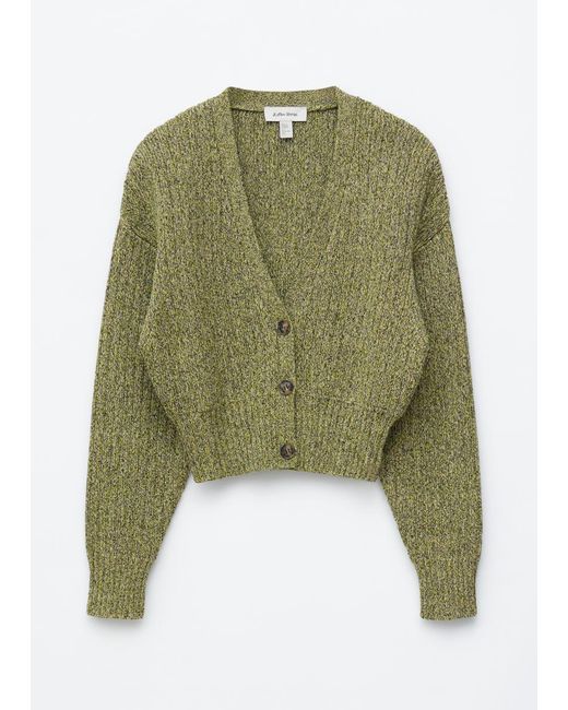 & Other Stories Green Rib-Knit Cotton Cardigan