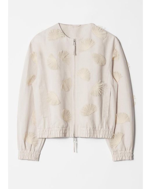 & Other Stories Natural Linen-Blend Embroidered Jacket
