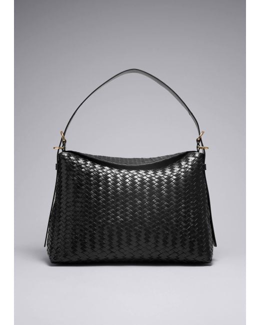 & Other Stories Gray Large Braided Shoulder Bag