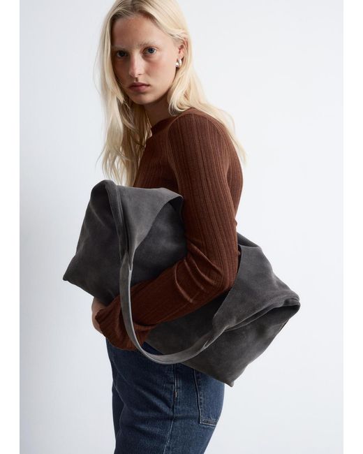 Grand Sac Cabas En Daim & Other Stories en coloris Black