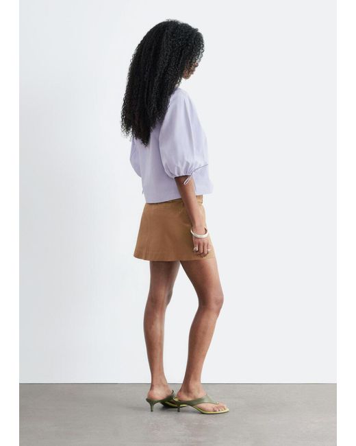 & Other Stories Blue Volume-Sleeve Cotton Blouse