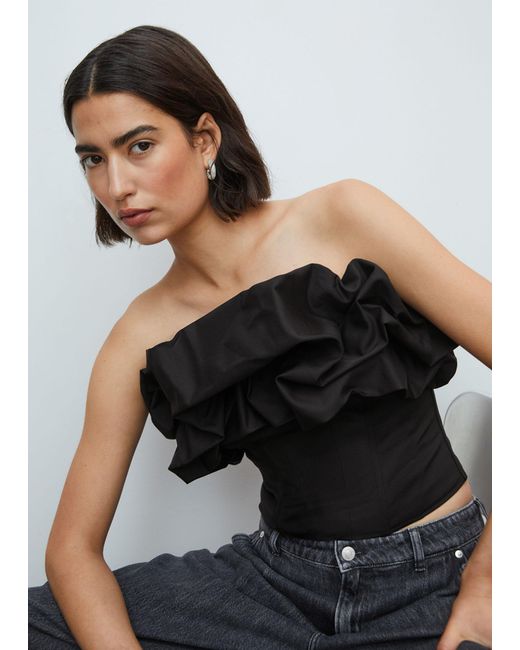 & Other Stories Black Ruffled Corset Top