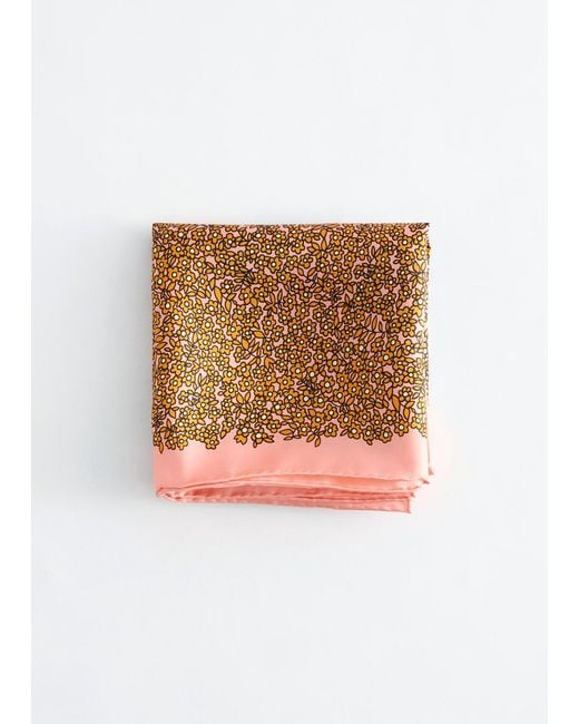& Other Stories Pink Printed Silk Scarf