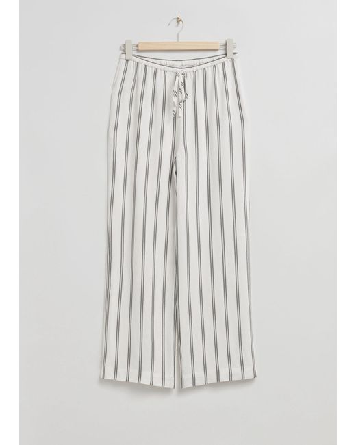 & Other Stories White Relaxed-fit Straight Drawstring Trousers